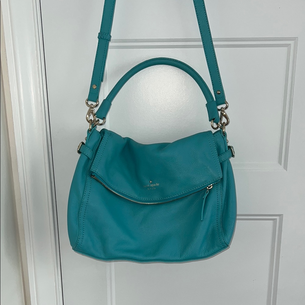 Kate Spade Blue Leather Shoulder Bag With Versatile Straps